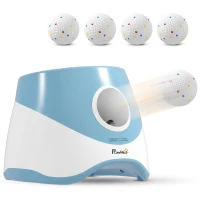 PawHut Automatic Dog Ball Launcher with 5 ETPU Balls 5.8 cm, 3 Distance Settings 6/10/14 m, Blue(m-15)