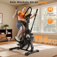 Vélo elliptique 3‑en‑1, peu encombrant avec roulettes de transport, 96,5x53,3x157,5 cm, Noir(m-6)