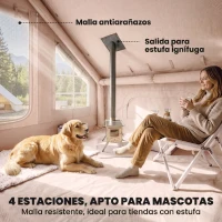 Outsunny Tienda de Campaña Inflable con Apertura de Chimenea y Claraboya Bomba Bolsa UPF30+ para 4 Estaciones Impermeable 5000+(m-8)
