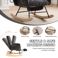 Fauteuil à bascule pour chambre d'enfant, coussin gonflable réglable, poche latérale intégrée & repose-pieds, 64x91x85 cm, Noir(m-5)