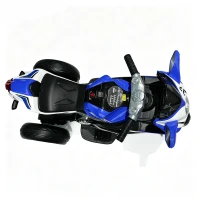 Moto elettrica per bambini, ruote luminose, marcia avanti/indietro e indicatore batteria in tempo reale, 78,1x40,6x51,5 cm, Blu(m-10)