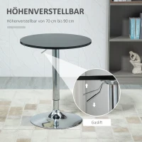 HOMCOM bartafel met draaibaar blad in hoogte verstelbaar zwart 61 x 70-90cm(m-4)