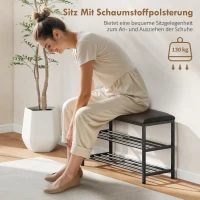 HOMCOM Schoenenbank met zitting, zitbank met opbergruimte, schoenenrek met 2 open vakken, zitbank 81 x 31 x 50 cm Zwart(m-4)