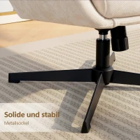 HOMCOM Gepolsterde fauteuil met voetenbank, loungefauteuil met hoge rugleuning, metalen basis, voor woonkamer, slaapkamer, beige(m-7)
