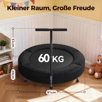 Trampolino per bambini, tappetino di salto No-Gap, maniglia in schiuma & piedini in gomma antiscivolo, 91x91x71 cm, Nero(m-7)