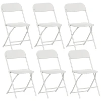 HOMCOM Set van 6 klapstoelen, opvouwbare stoelen met afvoergaten, stalen frame, veelzijdig inzetbaar, wit(m-1)