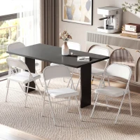 HOMCOM Lot de 6 chaises pliantes chaises de salle à manger portables cadre en acier 45 x 46 x 78 cm blanc(m-8)