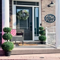 HOMCOM Set of 2 Decorative Artificial Trees, Topiary Ball-shaped Boxwood Trees in Pot, Fake Plants for Home Indoor outdoor Decor, 100cm, 3 Tree Balls(m-13)