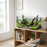PawHut Acuario de Pecera 51 L Pecera de Cristal con Alfombrilla Protectora para Peces Camarones y Tortugas Transparente(m-10)