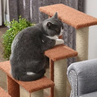 PawHut Haustiertreppe, Kratzbaum, 4-stufig, für Tiere bis 5 kg, 60x40x64cm, Braun(m-8)