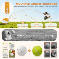 PawHut Automatic Dog Ball Launcher with 5 ETPU Balls 5.8 cm, 3 Distance Settings 6/10/14 m, Orange(m-5)