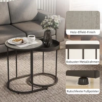 HOMCOM 2-delige set woonkamertafels, inschuifbaar, dienblad-design, metaal, grijs(m-6)