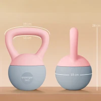 SPORTNOW Pesa Rusa 8 kg Kettlebell Relleno de Arena Metálica y Mango Antideslizante para Entrenamiento en Casa 19x19x28 cm Rosa(m-3)