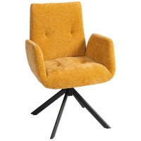 HOMCOM Gestoffeerde fauteuil, accentfauteuil, modern design, draaibaar, tot 120 kg, geel