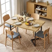 HOMCOM Mesa de Jantar para 2 Pessoas com Tampo Espesso, Pernas Metálicas, Estilo Moderno, 110x67x75,5 cm, Carvalho(m-9)