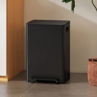 HOMCOM Küchenabfalleimer 50 l, Treteimer, herausnehmbarer Einsatz, Soft-Close-Deckel, 41,7x36,6x62cm, schwarz(m-5)