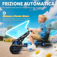 AIYAPLAY Go Kart a Pedali per Bambini 3-6 Anni, 50 kg Portata, con Portabicchieri e Ruote in EVA Antiscivolo, Blu(m-3)