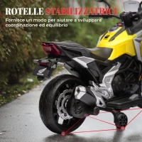 AIYAPLAY Moto Elettrica per Bambini 3-6 Anni Licenza Honda, 12V Doppi Motori, Rotelle, 3 km/h, Max 30kg, Giallo(m-6)