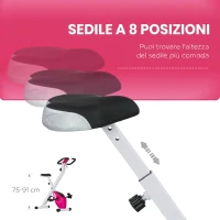 SPORTNOW Cyclette Pieghevole Magnetica a 8 Livelli con Display LCD, Rotelle e Sellino Regolabile, Rosa e Bianco(m-6)