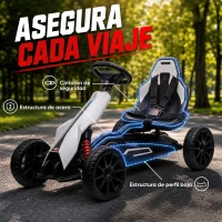 HOMCOM Kart Coche Eléctrico Infantil 12V de 3 a 8 Años Velocidad 3-5km/h y Cinturón de Seguridad 100x58x58,5cm Blanco(m-7)