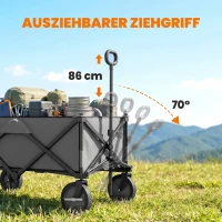 Outsunny Bollerwagen, klappbar, 5 Seitentaschen, einziehbare Griff, bis 120 kg, Stahl, dunkelgrau, 100 x 55 x 93 cm(m-4)