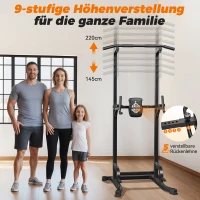 Power Tower Stazione per trazioni, 10‑in‑1 allenamento total body, schienale ispessito & allargato, 105x87x220 cm, Nero(m-3)