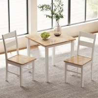 HOMCOM Eettafel van rubberhout, voor maximaal 4 personen, antislip pads, natuurlijk hout(m-8)
