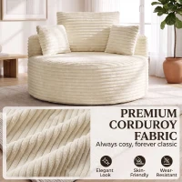 HOMCOM Sessel mit tiefer Sitzfläche, Einzelsofa ohne festen Rahmen, Vollschaum-Design, 4 Kissen, Cremeweiß(m-6)