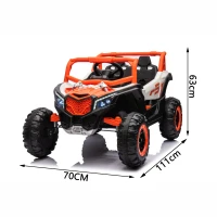 12V Veicolo elettrico per bambini, 2 posti, ammortizzazione anteriore/posteriore e funzione a dondolo, 111x70x63 cm, bianco+arancione chiaro(m-3)