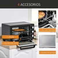 HOMCOM Horno Sobremesa de 21L 1400W Mini Horno Eléctrico Temporizador hasta 60min y Temperatura Regulable hasta 230℃ Negro(m-6)