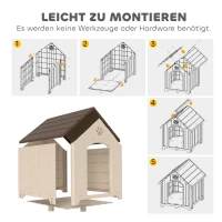 PawHut Hundehütte wetterfestes Hundehaus 88 x 79 x 89 cm Erhöhte Hundehöhle mit aufklappbarem Asphaltdach, Bodenankern(m-7)