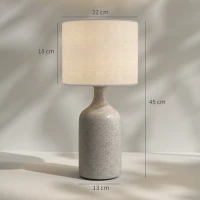 HOMCOM Tafellamp tafellamp, nachtlamp bureaulamp met keramische voet, linnen kap, 22x22x45 cm Zandbruin+Wit(m-3)