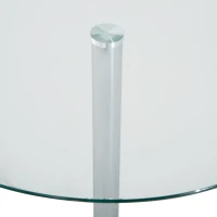 HOMCOM Ronde Eettafel met Glazen Tafelblad, Metalen Frame, Zilverkleurig(m-8)