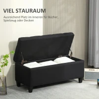 HOMCOM Zitbank met Opbergruimte, Halbank, Linnenachtig Polyester, Rubberhout, Zwart, 100 x 40 x 44 cm(m-4)