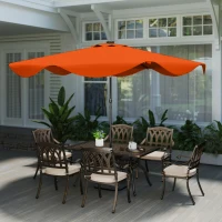 Outsunny Solar Patio Umbrella with LED and Tilt, Outdoor Market Table Umbrella Parasol with Crank, 3 x 3 (m), Orange(m-10)