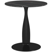 HOMCOM Ronde Eettafel, Poedergecoat Staal, MDF met Melamine, Antislip Voetjes, 70 x 74 cm, Zwart(m-10)