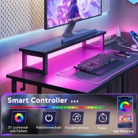 Bureau d'angle gaming 2-en-1, plateau haut de gamme, modulable en forme L ou I, 152x50x87,5 cm, Noir(m-4)