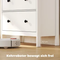HOMCOM Dressoir met 4 Lades, voor Kleding & Beddengoed, Woonkamer, Slaapkamer, Gang, Spaanplaat, Wit(m-6)