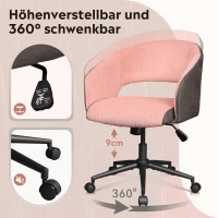 Sedia da ufficio, regolabile in altezza e girevole a 360°, braccioli integrati, 61x50x74 cm, Rosa(m-4)