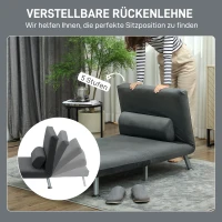 HOMCOM Opklapbare stoel met bedfunctie, opvouwbare relaxstoel in velvet-look, Verstelbare rugleuning, 75 x 70 x 75 cm, Donkergrijs(m-5)
