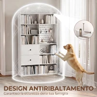 HOMCOM Libreria Doppia a 6 Livelli con Cassetti e Pannello Forato, 120x30x200 cm, Bianco(m-7)