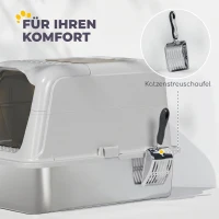 PawHut Katzenklo, Katzentoilette mit Deckel, Streuschaufel, vorne Eingang und ober Ausgang Edelstahl bis 8 kg(m-7)