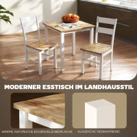 HOMCOM Eettafel van rubberhout, voor maximaal 4 personen, antislip pads, natuurlijk hout(m-6)