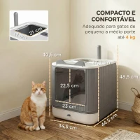 PawHut Caixa de Areia Coberta M para Gatos com Tampa, Saída Superior, Pá e Saquetas Desodorizantes, Fácil de Limpar, Branco(m-3)
