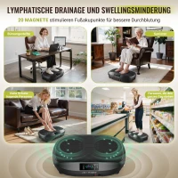 Piattaforma vibrante, 5 programmi (incluso HIIT) + elastici di resistenza, 50,8x35,6x12,7 cm, Nero(m-1)