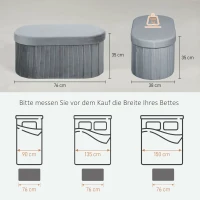 HOMCOM Opbergzitbank opvouwbaar gestoffeerde bank met fluweel-look voor woonkamer 76 x 38 x 35 cm donkergrijs(m-3)