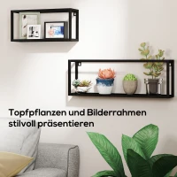 HOMCOM 2-delige set wandplanken, 15 kg draagvermogen, voor wandmontage, staal, zwart(m-4)