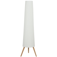 HOMCOM LED staande lamp woonkamer dimbaar hout met driepoot, vloerlamp met voetschakelaar, 46 x 46 x 153 cm, Wit
