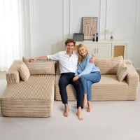 Divano angolare modulare a L con chaiselongue, design minimalista salvaspazio, seduta profonda, 279x179x83 cm, Beige(m-8)