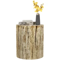 HOMCOM Bijzettafel in Boomstamontwerp, weerbestendig, voor Binnen & Buiten, Beton, Ø37 x 43 cm(m-10)